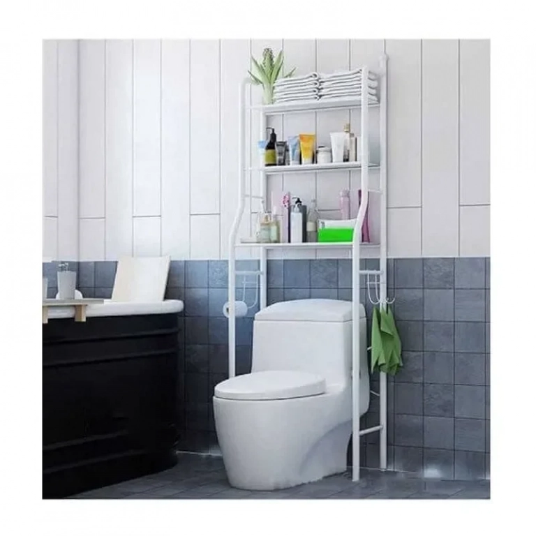 Μεταλλική Ραφιέρα Μπάνιου 3 Επιπέδων για την Τουαλέτα - Toilet Rack Stainless Steel Λευκό TW-101