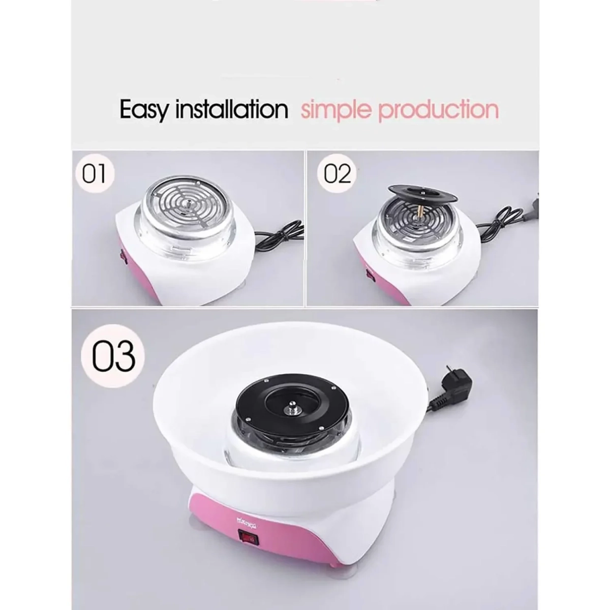 Μηχανή για Μαλλί της Γριάς - Cotton Candy Maker 450w Ροζ