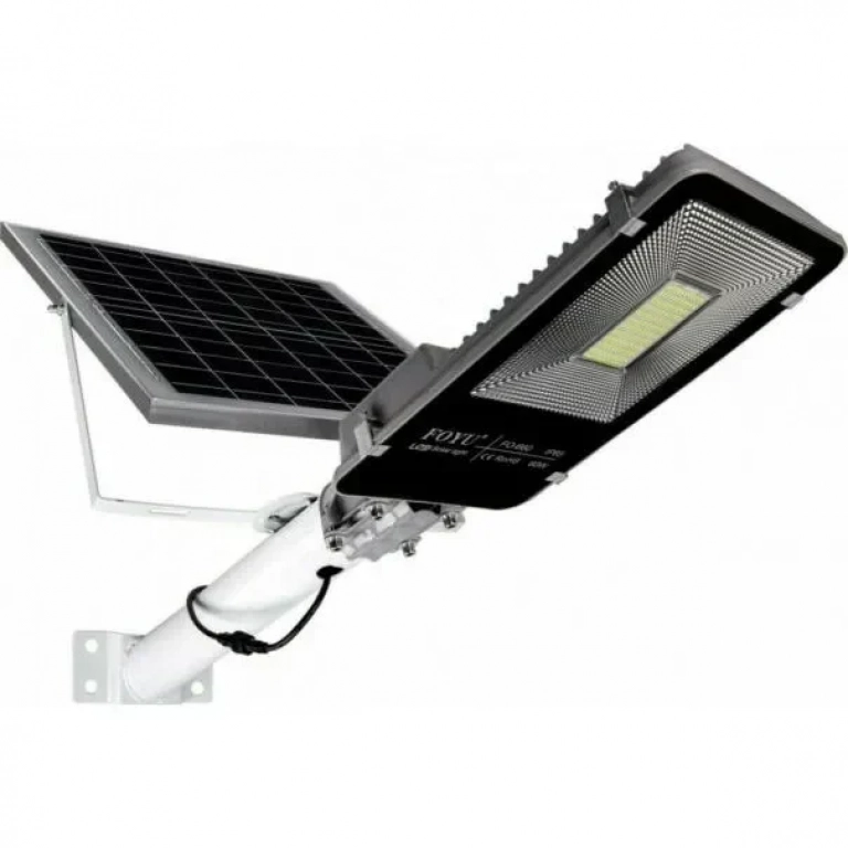 Ηλιακός Solar Προβολέας Αδιάβροχος 60W 132 SMD 6000K 5400LM με Φωτοβολταϊκό Πάνελ, Τηλεχειριστήριο και Χρονοδιακόπτη IP67 FO-66