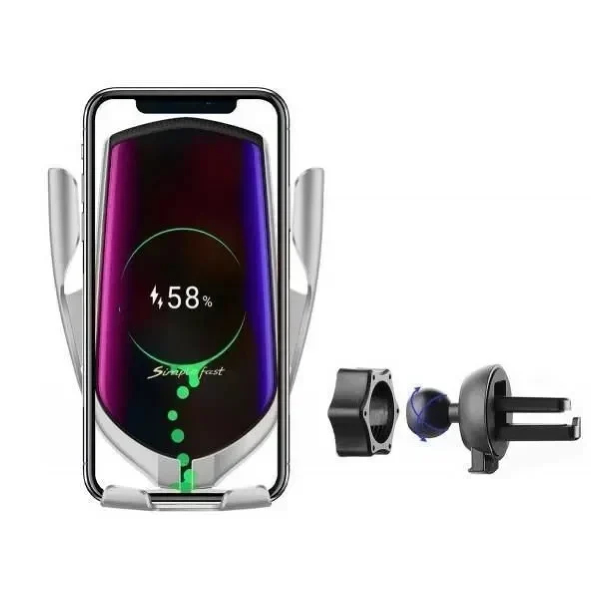 Βάση Κινητού Αυτοκινήτου Smart Sensor R1 E με Κλιπ, σε ασημί χρώμα