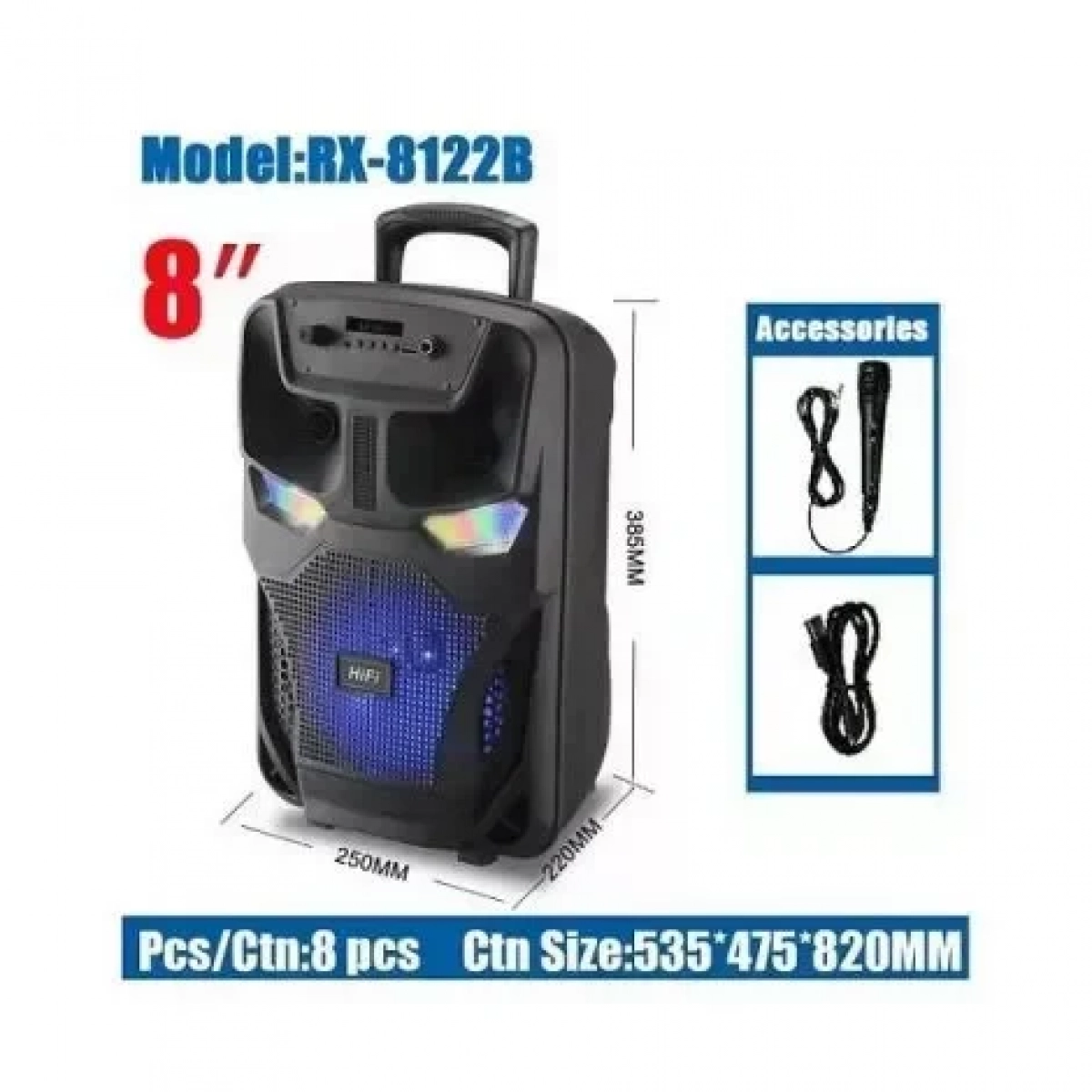 Ασύρματο ηχείο RX-8108B με μικρόφωνο BT USB