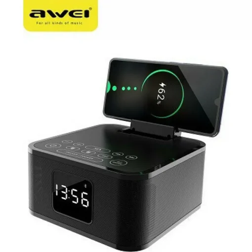 Ασύρματο/Eνσύρματο Επαναφορτιζόμενο φορητό ηχείο Bluetooth/Power Bank/Ρολόι/Ηχοσύστημα 4 σε 1 AWEI Y332 με 8000mAh