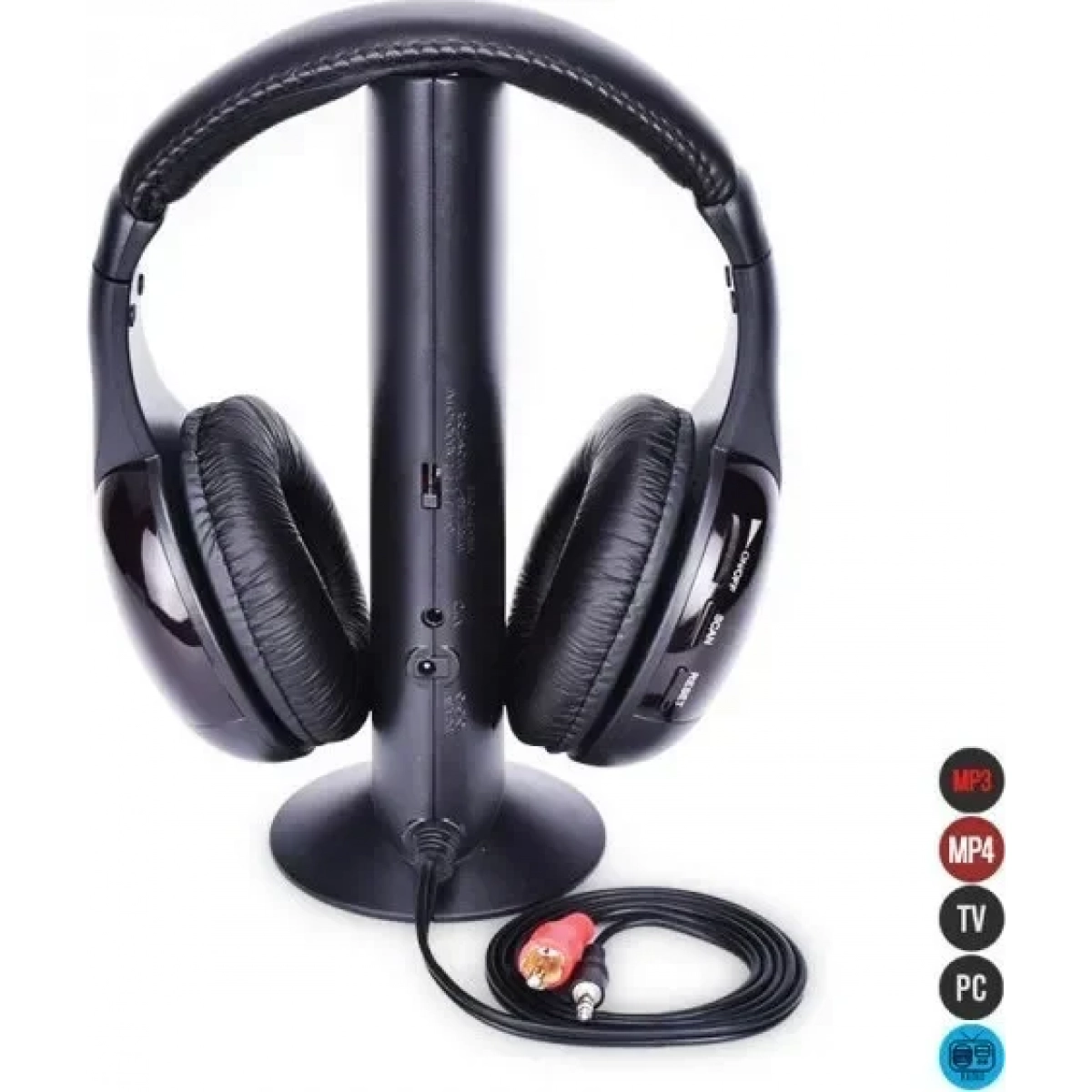 QY2001 Ασύρματα Over Ear Ακουστικά Τηλεόρασης Μαύρα - Image 2