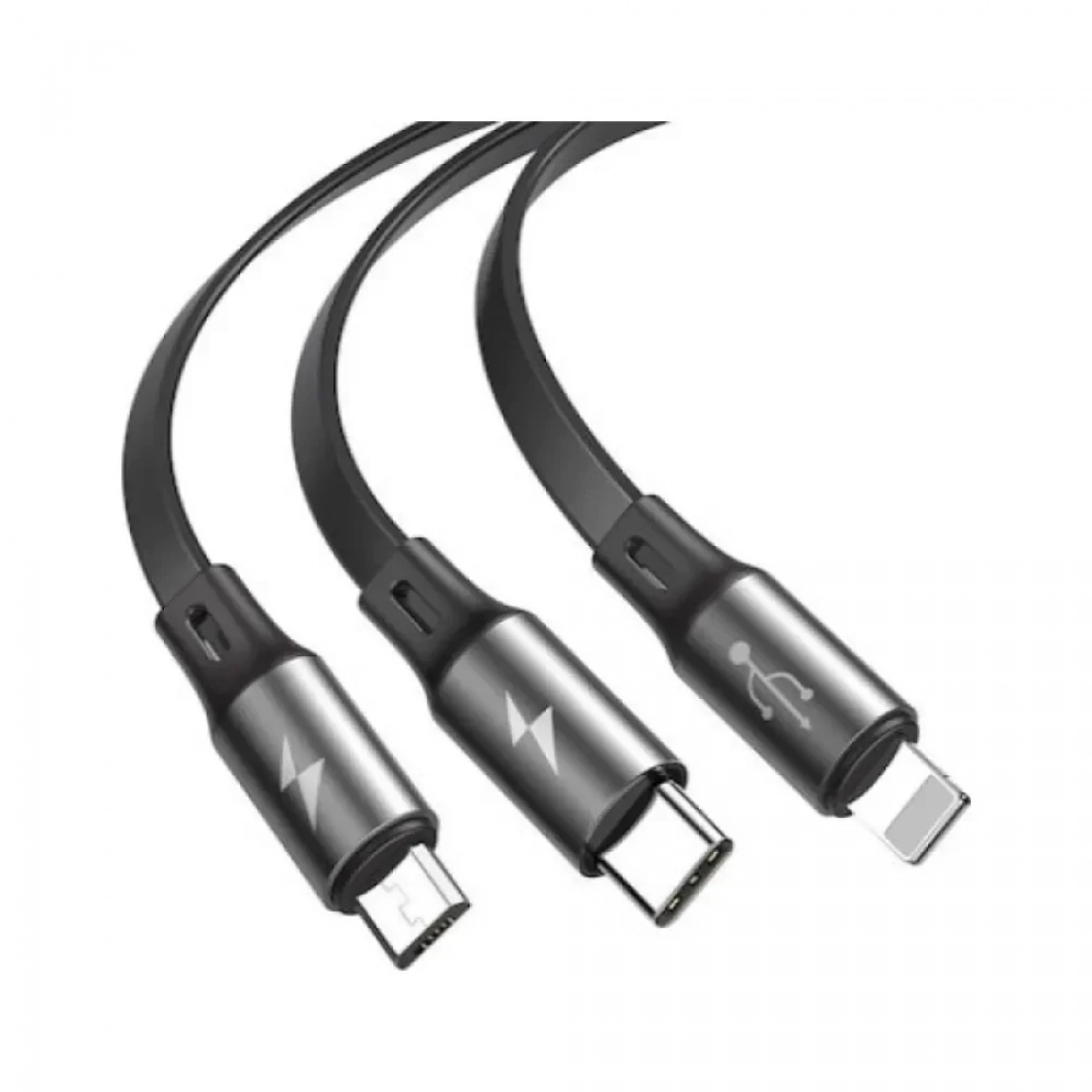 Καλώδιο USB σε Lightning / Type-C / micro USB Χρώμα Μαύρο 1μ. (S-687)