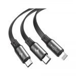 Καλώδιο USB σε Lightning / Type-C / micro USB Χρώμα Μαύρο 1μ. (S-687)