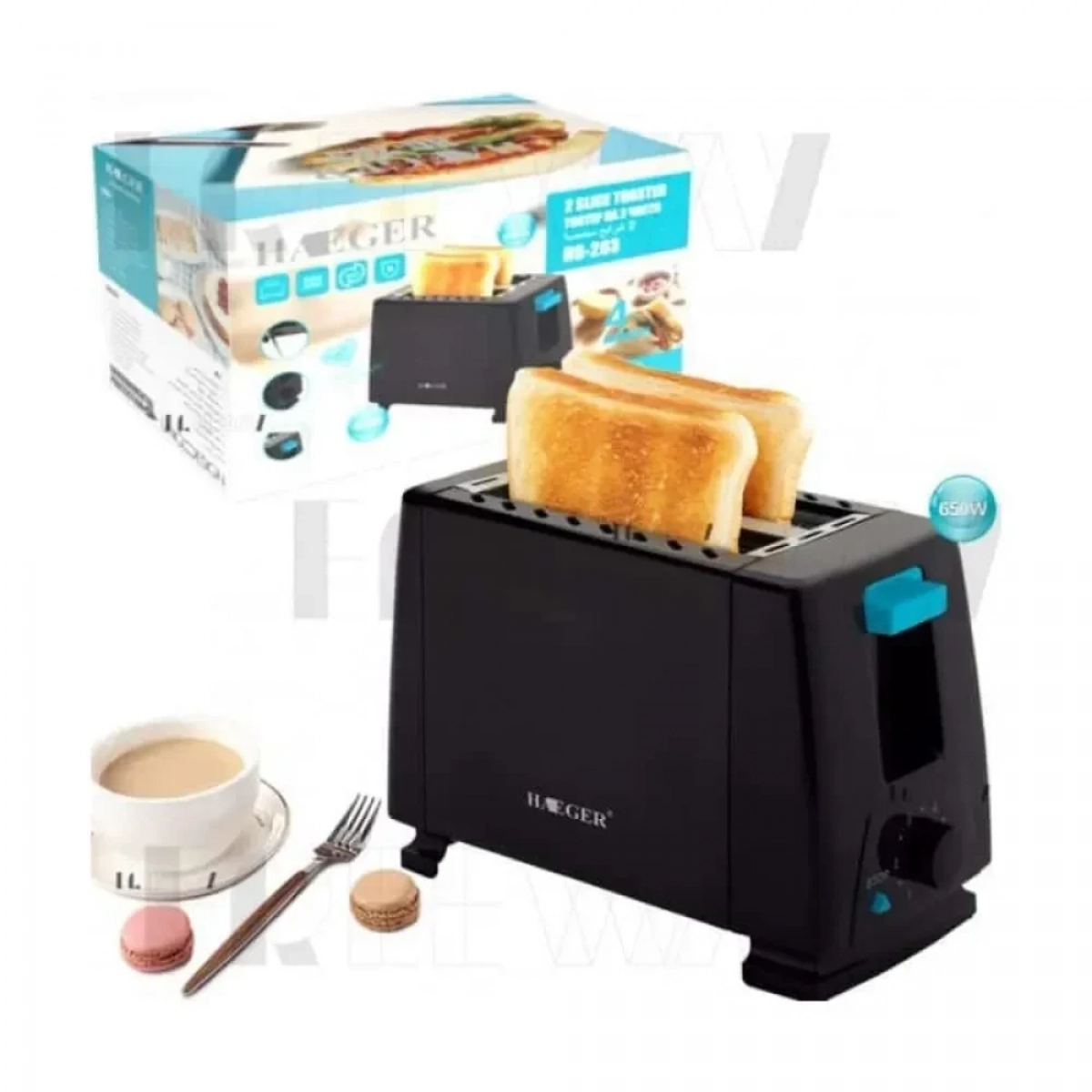 Haeger HG-263 Φρυγανιέρα 2 Θέσεων 650W Μαύρη