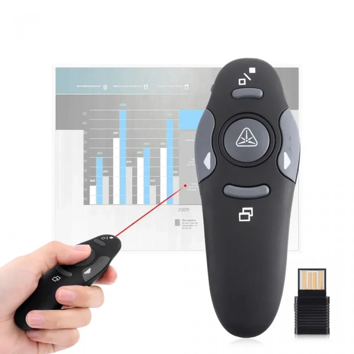 Ασύρματος παρουσιαστής λέιζερ USB RF Andowl QY-P600 - Image 4