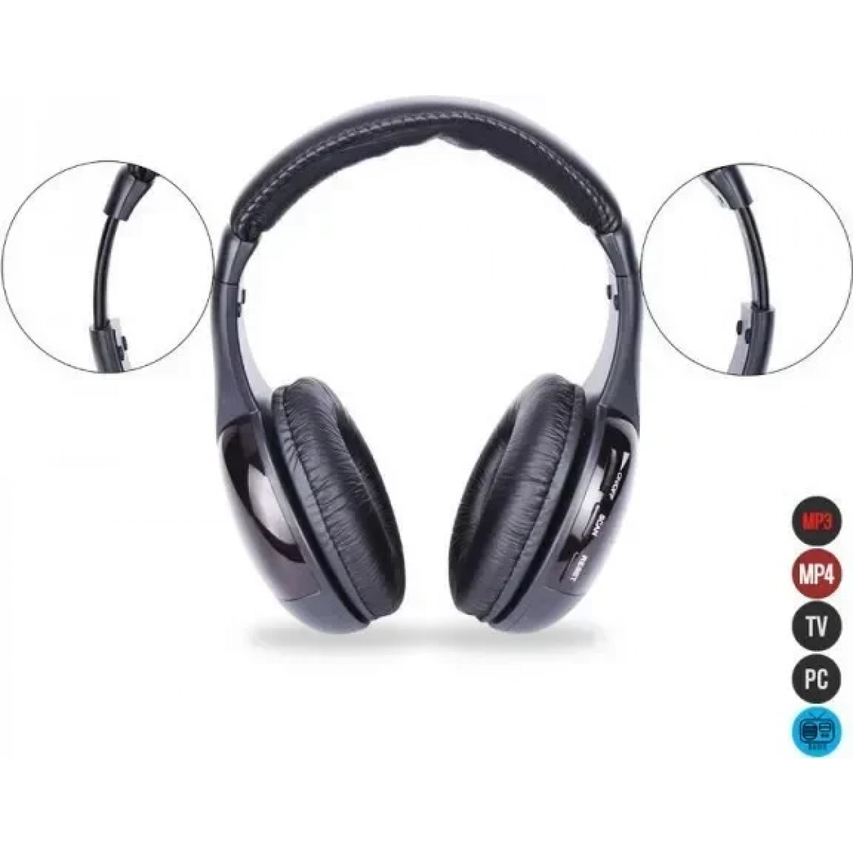 QY2001 Ασύρματα Over Ear Ακουστικά Τηλεόρασης Μαύρα - Image 4