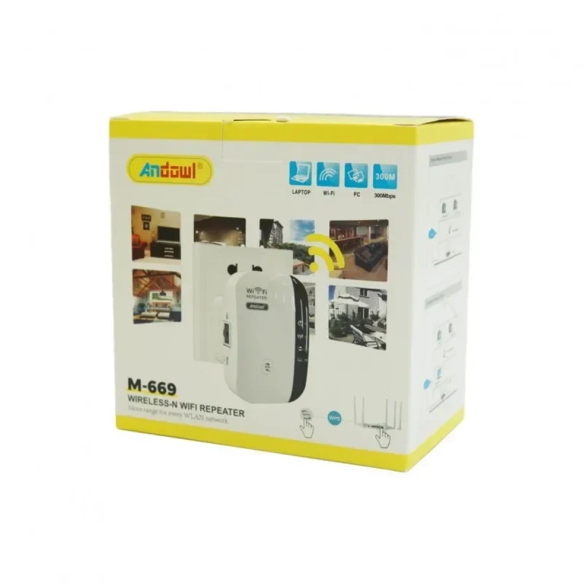 Andowl M-669 Ασύρματος Αναμεταδότης και Ενισχυτής Σήματος Wi-Fi Repeater 2.4GHz 300Mbps