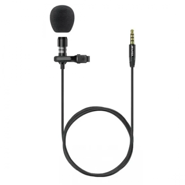 Ενσύρματο Μικρόφωνο με Κλιπ Awei MK1 Jack 3.5mm (Μαύρο)