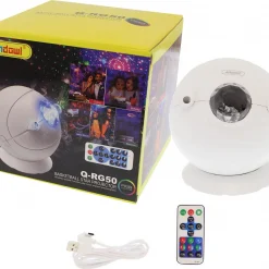 ANDOWL Φωτορυθμικό mini φωτιστικό-προτζέκτορας μπάλα Q-RG50 RGB με Bluetooth ηχείο και τηλεχειριστήριο