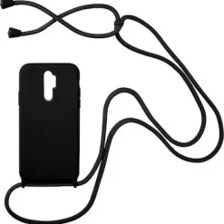 Θήκη Σιλικόνης με Κορδόνι για Xiaomi -Redmi 9 Black gforgadget