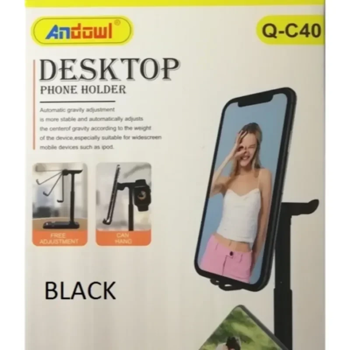 Andowl Q-C40 Βάση Γραφείου για Κινητό-Μαύρο - Image 2