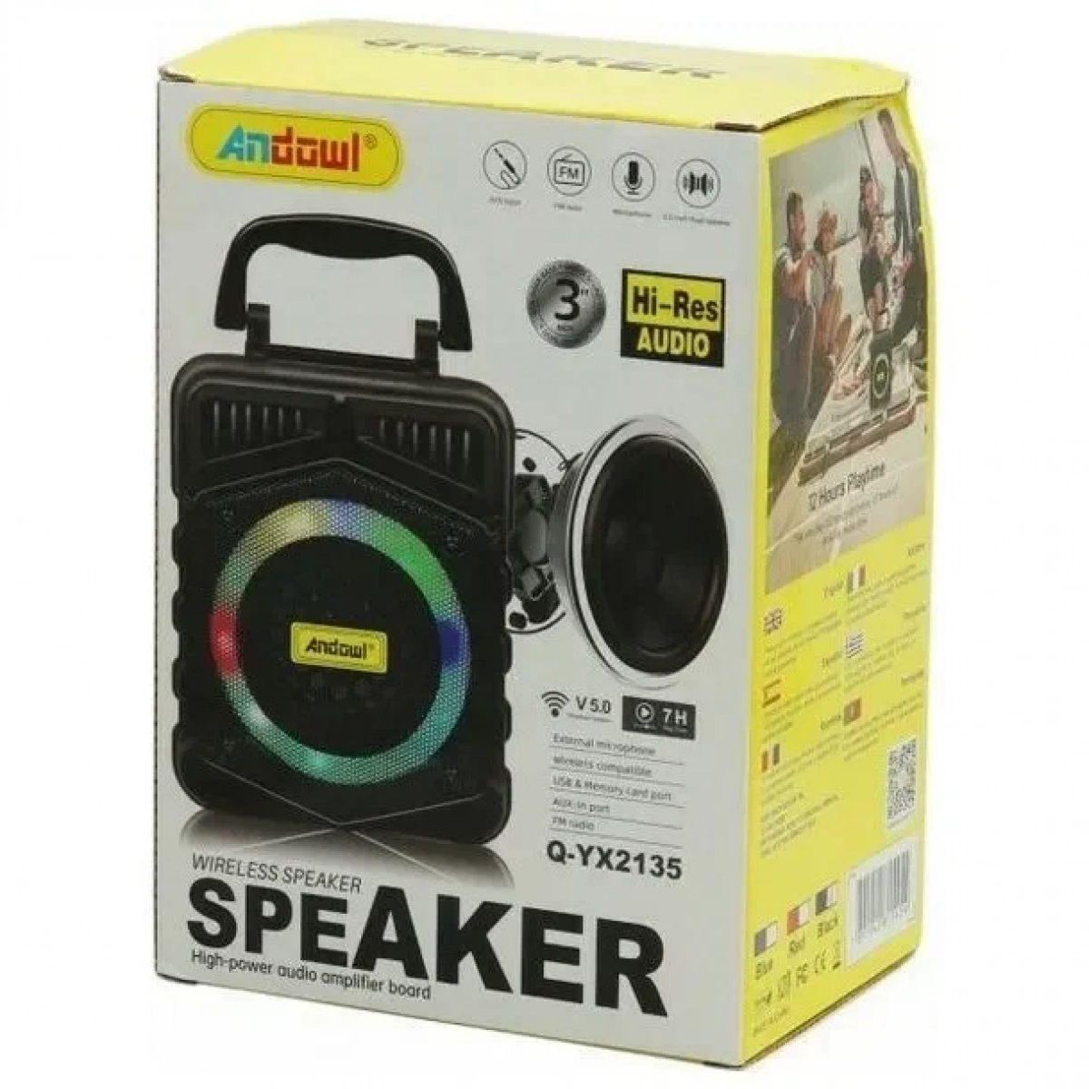 Andowl Q-YX2135 Ηχείο Bluetooth 3W με Ραδιόφωνο και 9 ώρες Λειτουργίας Black
