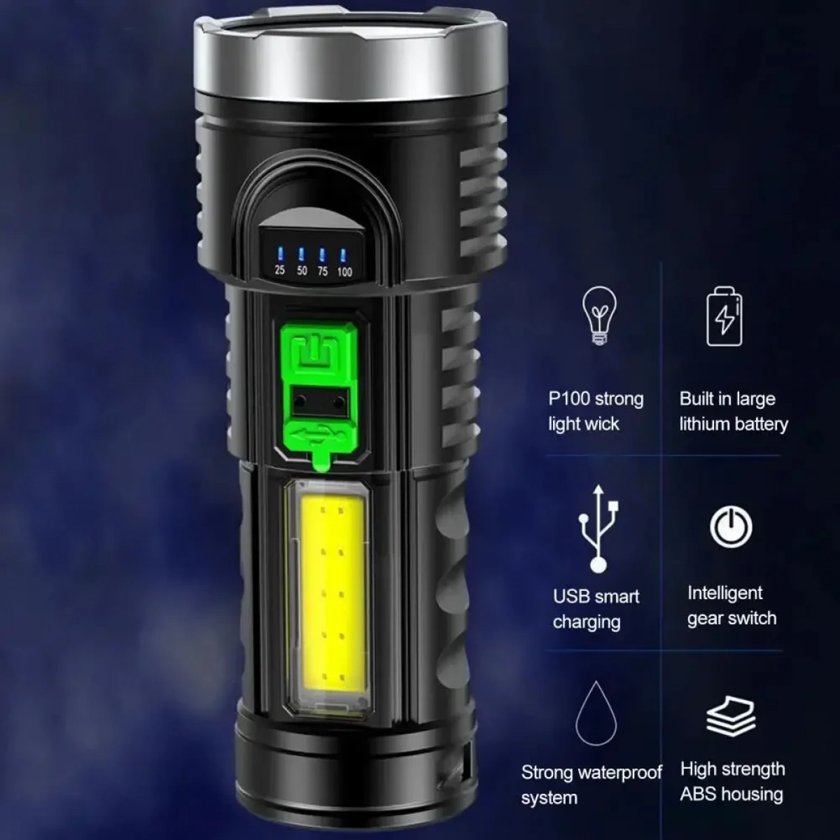 Επαναφορτιζόμενος φακός USB Led BL-822