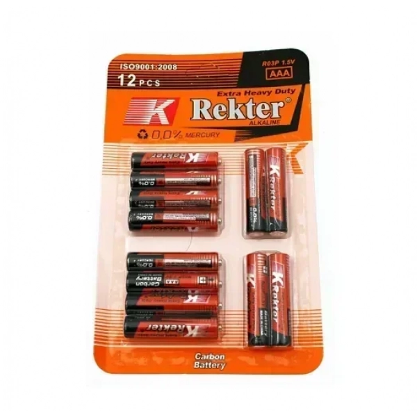Extra Heavy Duty AAA Μπαταρίες, 1.5V, REKTER, 12 τεμάχια