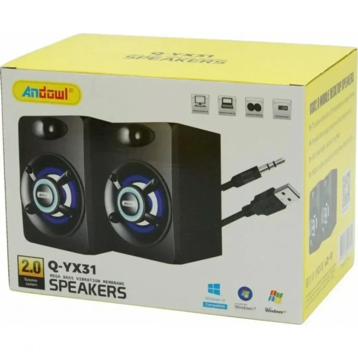 Andowl Q-YX31 Ηχεία Υπολογιστή 2.0 με Ισχύ 6W σε Μαύρο Χρώμα - Image 3