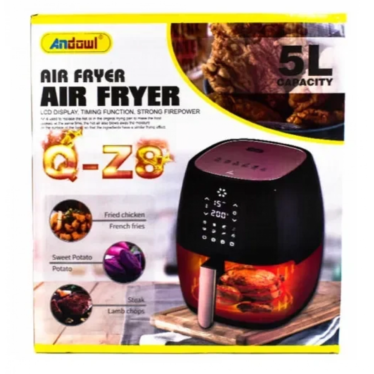 Ηλεκτρική Φριτέζα 5L 1400W με Ψηφιακό Πάνελ Andowl Q-Z8 – Μαύρο - Image 5