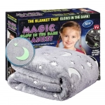 Magic Glow in The Dark Blanket Throw with Star Sky Objects Super Soft Snuggly Fluffy 50" x 60"