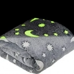 Magic Glow in The Dark Blanket Throw with Star Sky Objects Super Soft Snuggly Fluffy 50" x 60"