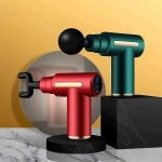 OEM MINI MASSAGE GUN Συσκευή Μασάζ Για Το Σώμα Με 4 Κεφαλές - RED