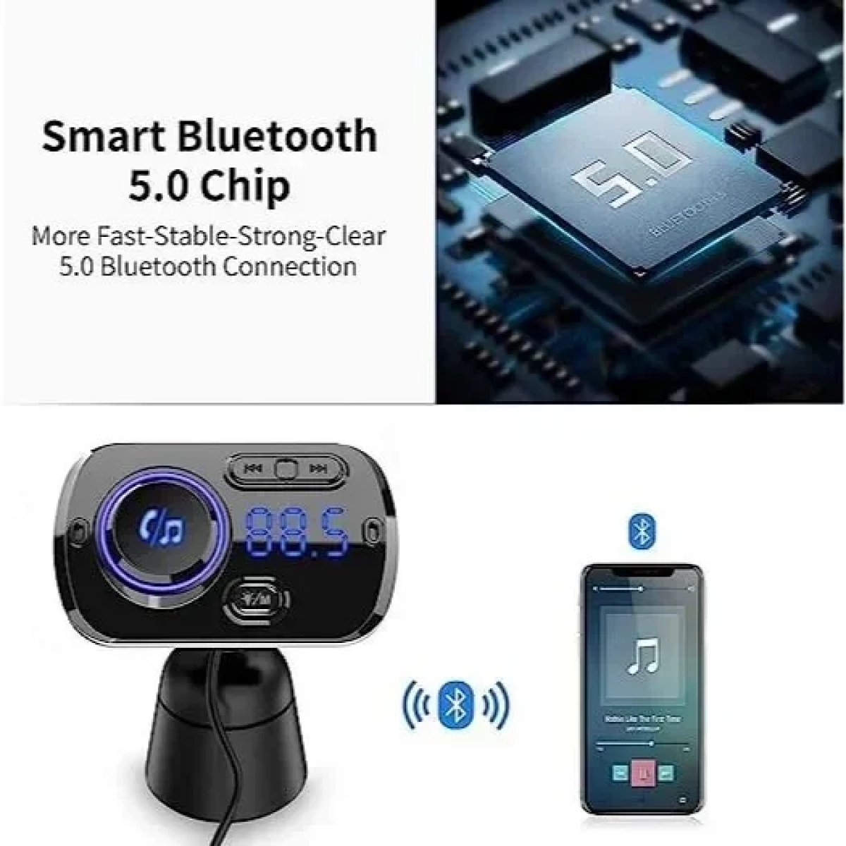 Ασύρματο Bluetooth 5.0 EDR Handsfree MP3 Player Aυτοκινήτου Με 7 LED Φωτισμό USB 5V 3.0A BC39BQ