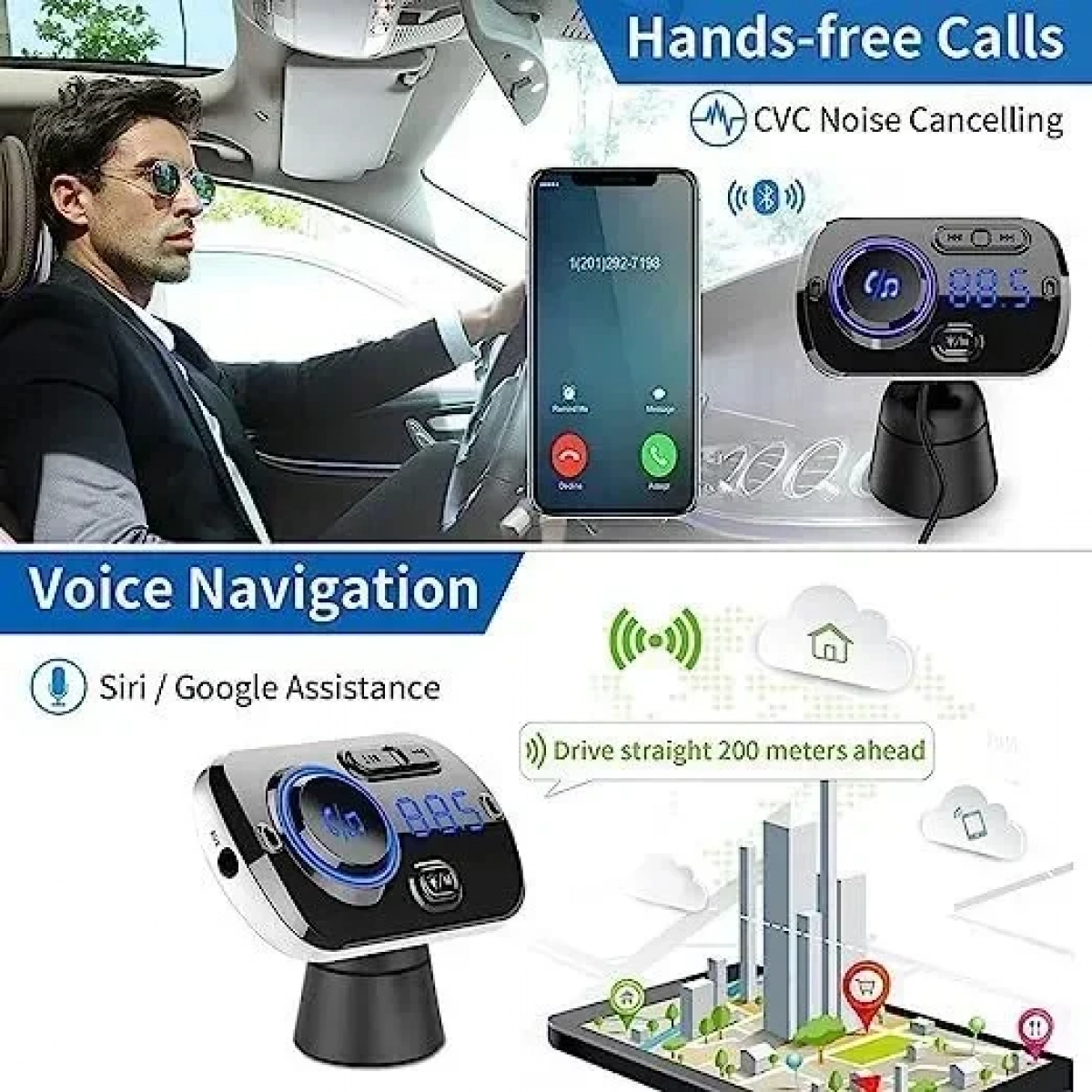 Ασύρματο Bluetooth 5.0 EDR Handsfree MP3 Player Aυτοκινήτου Με 7 LED Φωτισμό USB 5V 3.0A BC39BQ