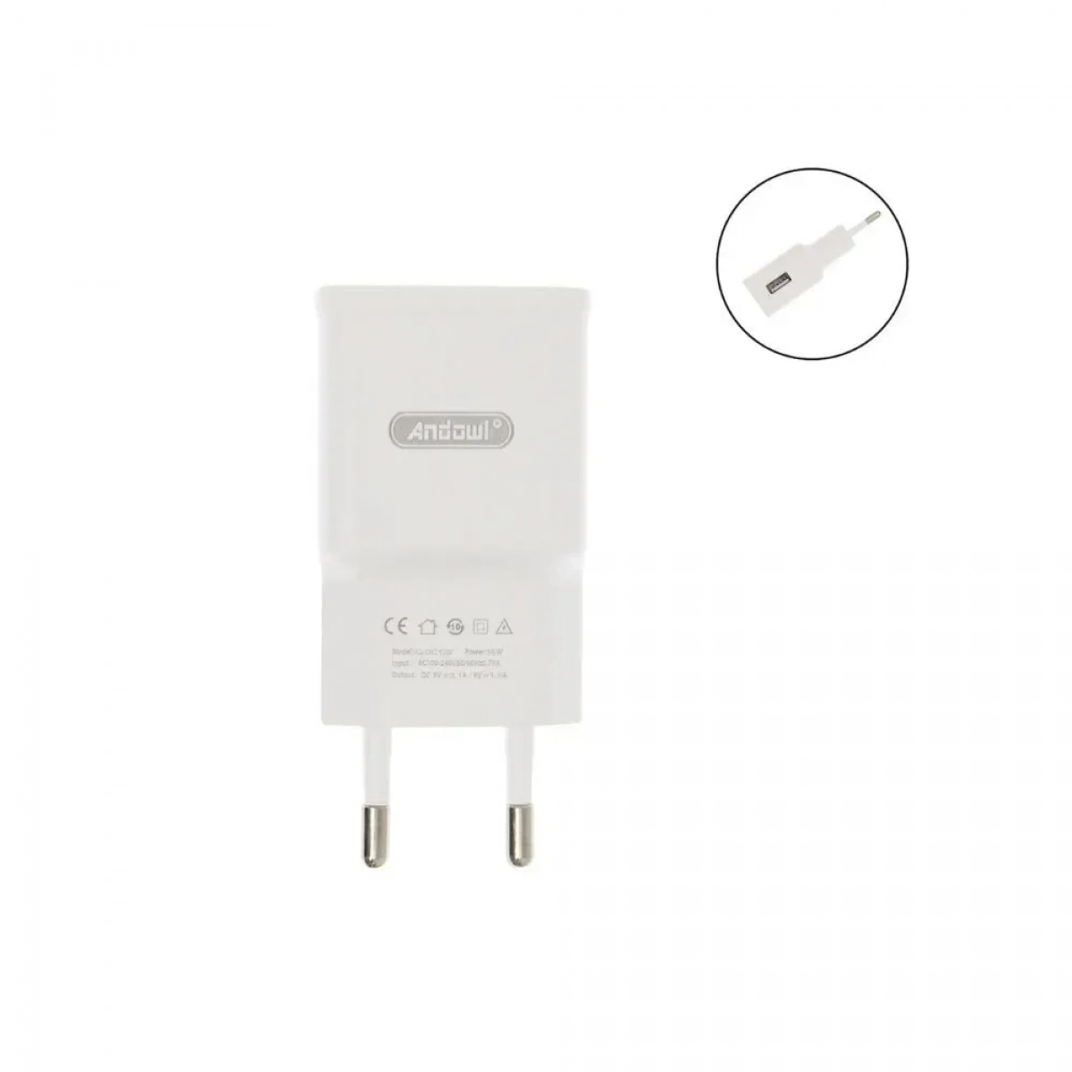 Andowl Φορτιστής Χωρίς Καλώδιο με Θύρα USB-A Λευκός (Q-DC120)