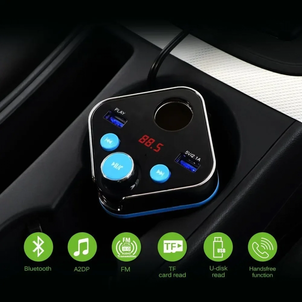 FM Transmitter με Bluetooth / USB / MicroSD Ασύρματος Πομπός Αυτοκινήτου για Ποτηροθήκη