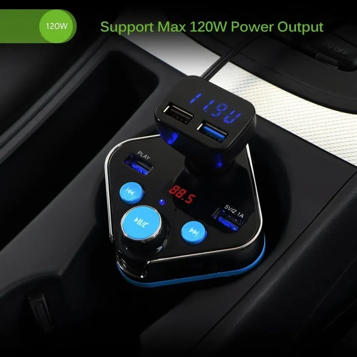 FM Transmitter με Bluetooth / USB / MicroSD Ασύρματος Πομπός Αυτοκινήτου για Ποτηροθήκη