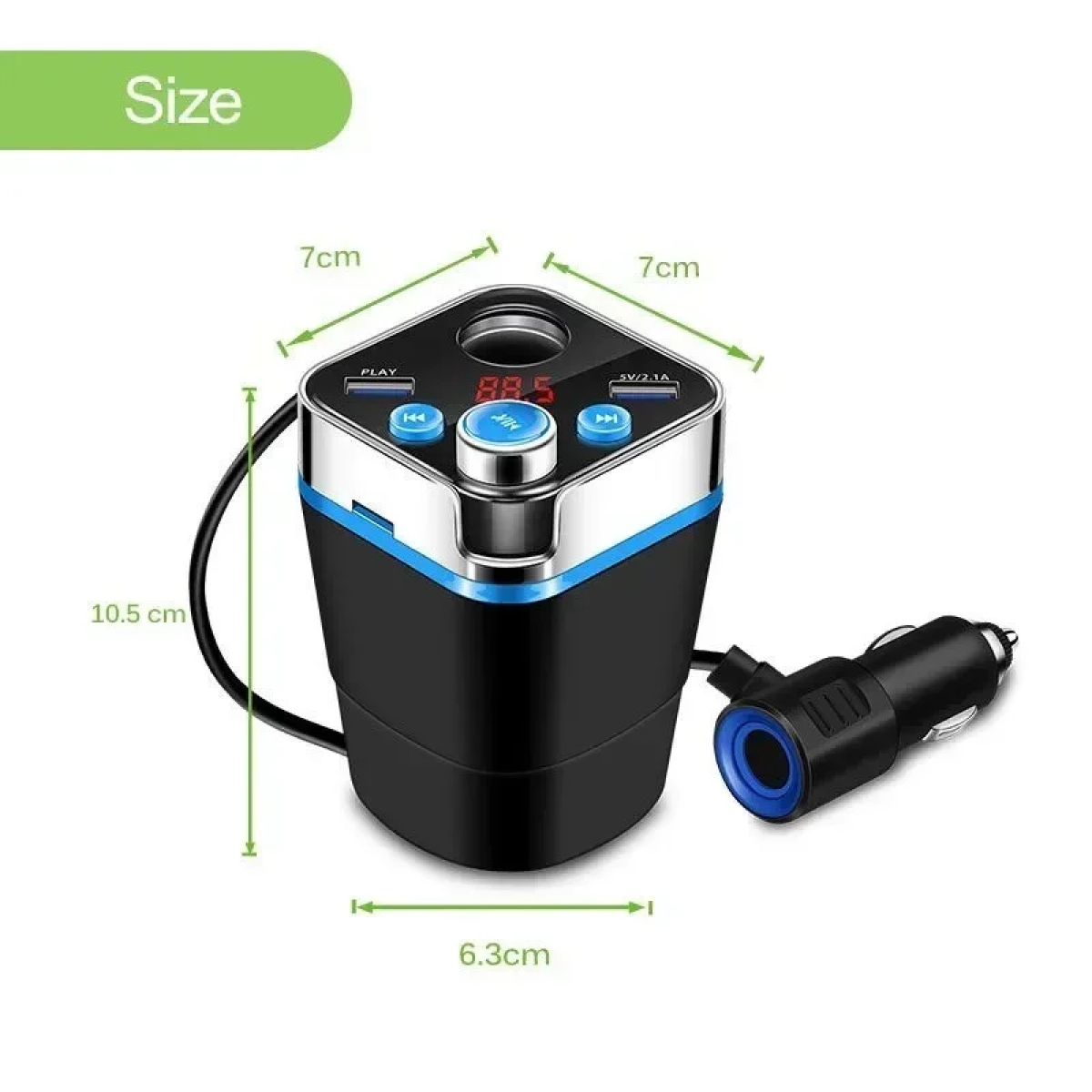 FM Transmitter με Bluetooth / USB / MicroSD Ασύρματος Πομπός Αυτοκινήτου για Ποτηροθήκη