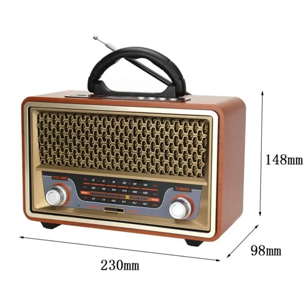 Meier M-157BT Retro Επιτραπέζιο Ραδιόφωνο Επαναφορτιζόμενο με USB Καφέ