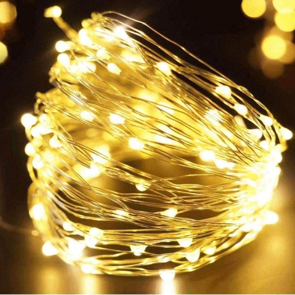 100 Χριστουγεννιάτικα Λαμπάκια LED Θερμό Λευκό 5mm με Ασημί Καλώδιο Ρεύματος 10m