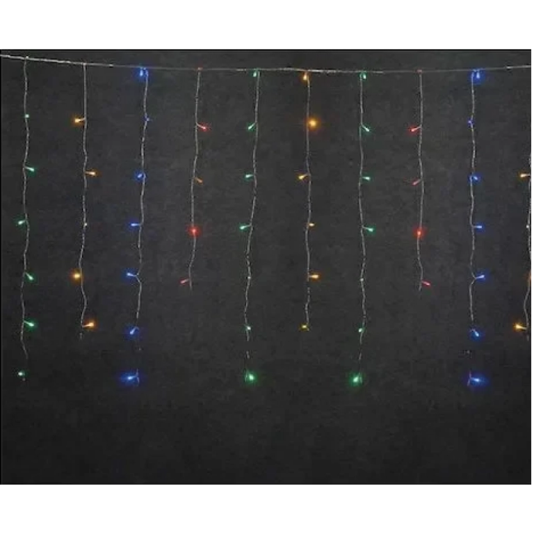 100 Λαμπάκια LED Πολύχρωμα 5mm Επεκτάσιμα Βροχή με Διαφανές Καλώδιο Ρεύματος 70cm