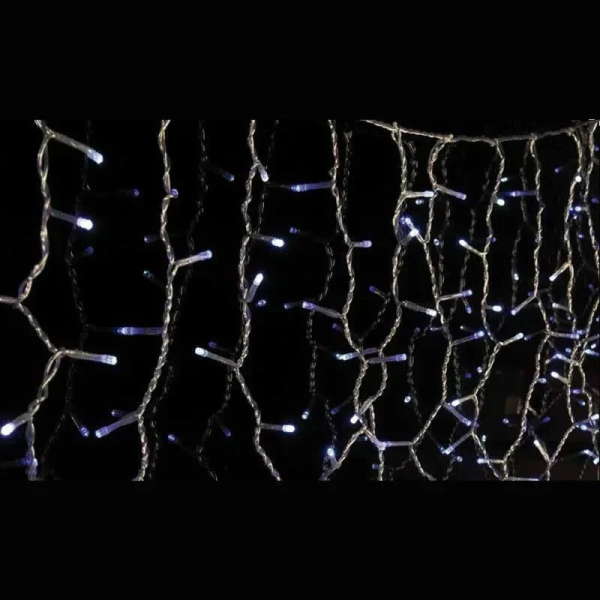 100 Χριστουγεννιάτικα Λαμπάκια LED Ψυχρό Λευκό 3mm Επεκτάσιμα Βροχή με Διαφανές Καλώδιο Ρεύματος 1.8m x 60cm