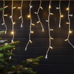 100 Χριστουγεννιάτικα Λαμπάκια LED Θερμό Λευκό Βροχή με Διαφανές Καλώδιο Ρεύματος 1.8m x 60cm TnS