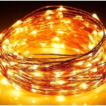 100 Λαμπάκια LED Θερμό Λευκό με Προγράμματα, Σειρά, Χρυσό Καλώδιο Ρεύματος 7.4m