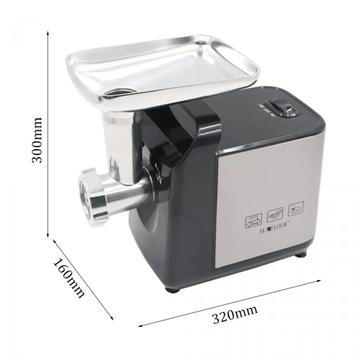 Haeger HG-3396 Μηχανή Άλεσης Κιμά 1200W Ασημί