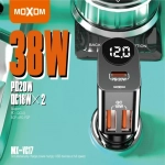 Moxom Φορτιστής Αυτοκινήτου Μαύρος με Θύρες: 2xUSB 1xType-C και Βολτόμετρο Μπαταρίας