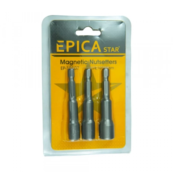 Καρυδάκια Μαγνητικά 6/8/10x65 mm Εξάγωνα Με Καρέ Υποδοχής HEX Σετ 3τμχ Epica Star EP-10107