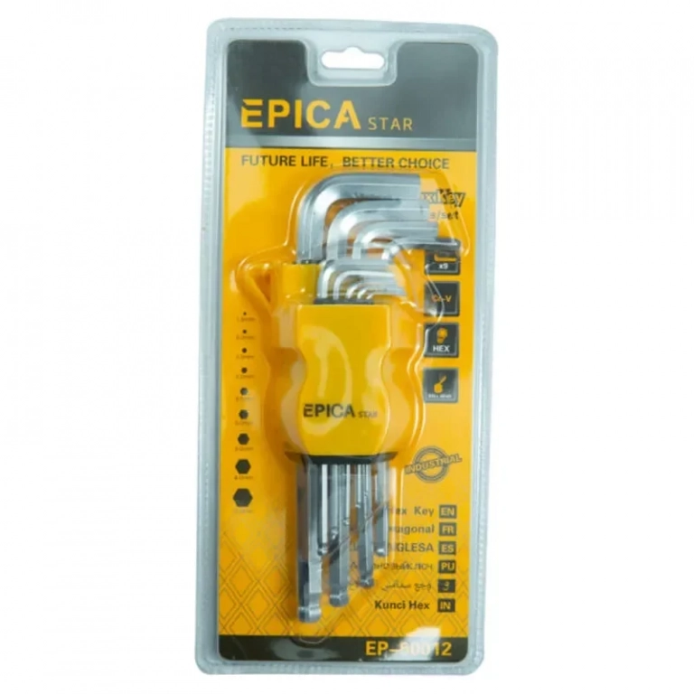 Κλειδιά Allen με σφαιρική άκρη CRV σε σχήμα L σετ 9τμχ Epica Star EP-50012