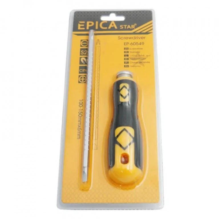 Κατσαβίδι CRV με 2 Εναλλασσόμενες μύτες 100-150x6mm Epica Star EP-60549