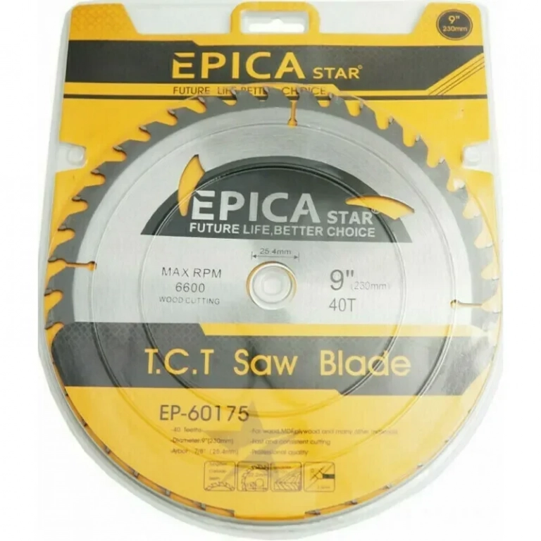 Δίσκος κοπής ξύλου 230mm με 40 δόντια Epica Star EP-60175