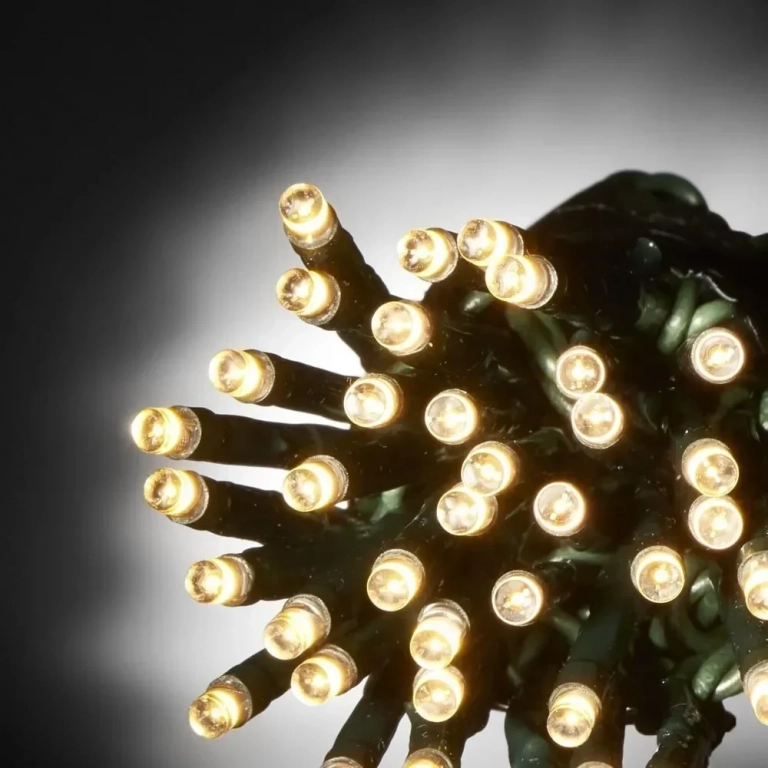 100 Λαμπάκια LED Θερμό Λευκό Επεκτάσιμα , Σειρά, Πράσινο Καλώδιο Ρεύματος 8m