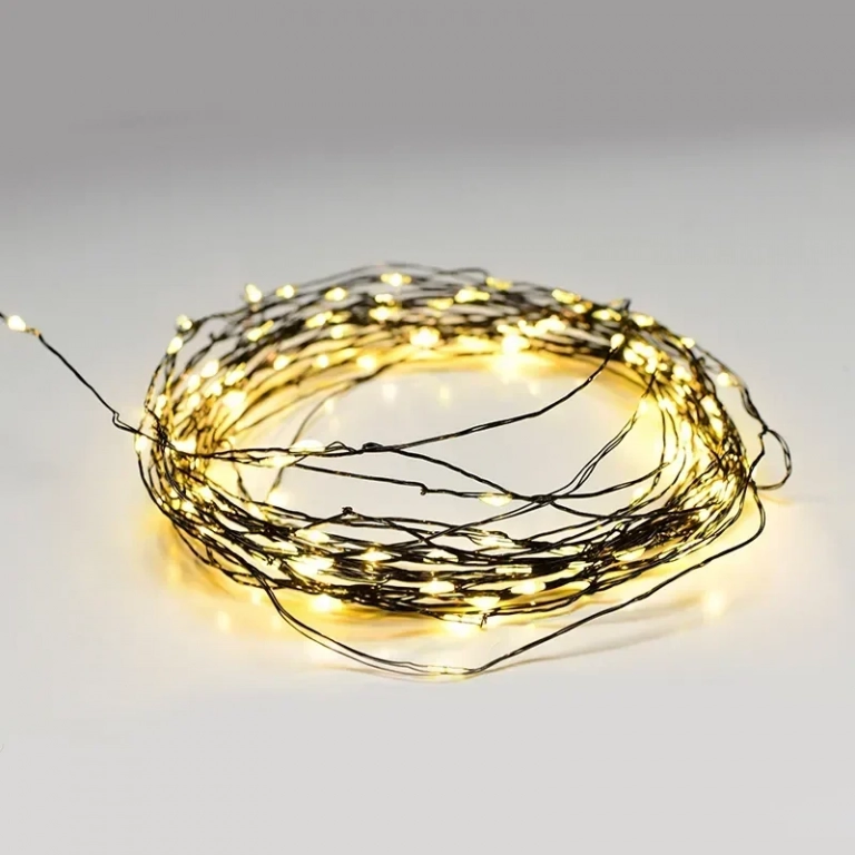 100 Λαμπάκια LED Θερμό Λευκό με Προγράμματα , Σειρά, Μαύρο Καλώδιο Ρεύματος 13m