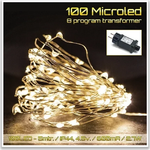 100 Λαμπάκια LED Θερμό Λευκό με Προγράμματα , Σειρά, Ρεύματος 5m