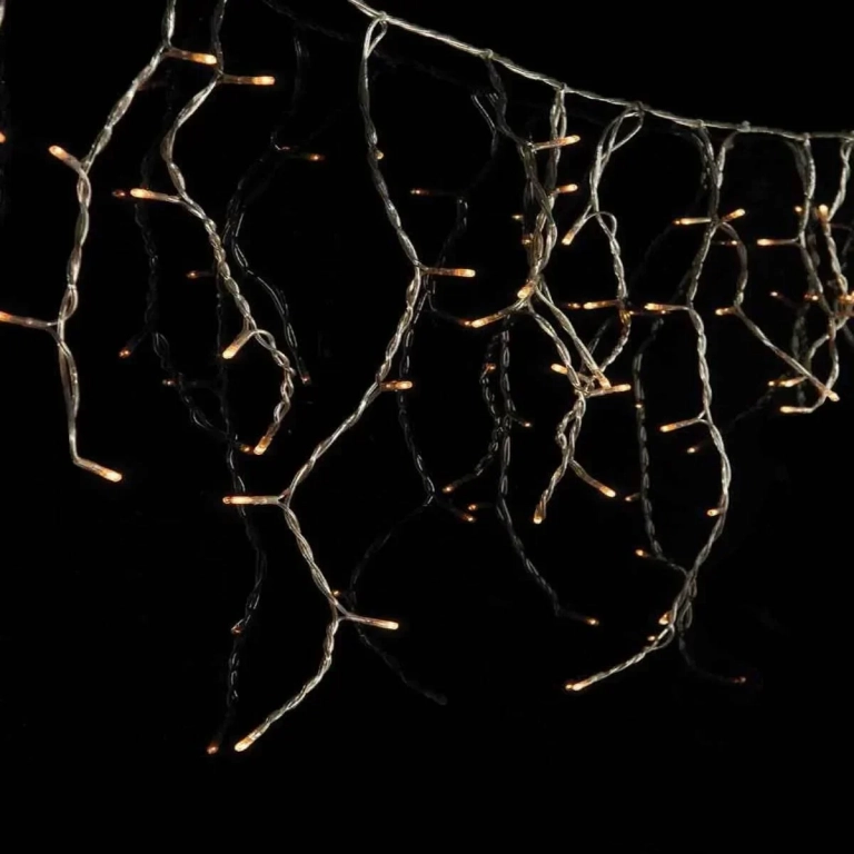 100 Λαμπάκια LED Θερμό Λευκό Επεκτάσιμα , Βροχή, Διαφανές Καλώδιο Ρεύματος 2m x 60cm TnS