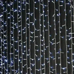 100 Λαμπάκια LED Ψυχρό Λευκό , Κουρτίνα, Διαφανές Καλώδιο Ρεύματος 1.5m x 150cm TnS