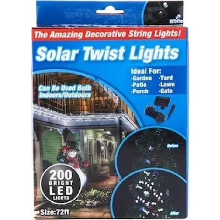 Solar Twist Lights 200 Bright Led Lights 50318-Λαμπάκια LED Λευκά , Σειρά, Ηλιακά 21m