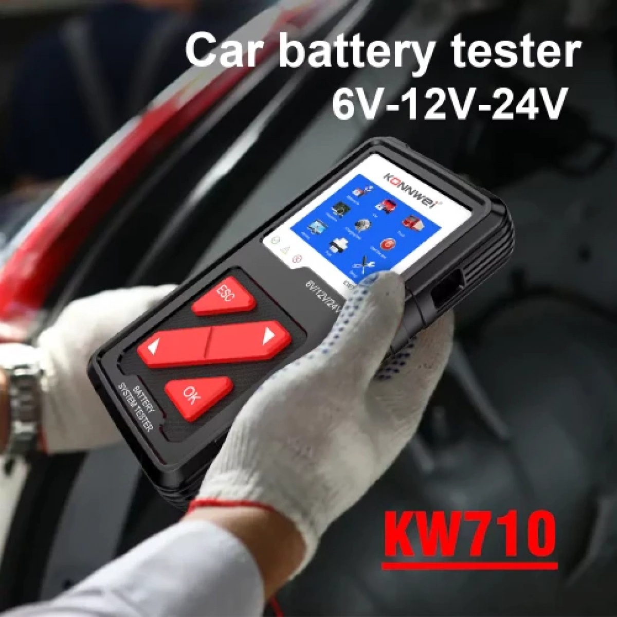 Konnwei Ελεγκτής Ανάλυσης Μπαταριών KW710 Ψηφιακό Battery Tester με Κροκοδειλάκια